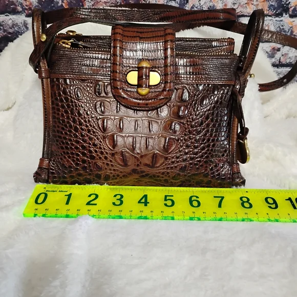 Vintage Brahmin Brown Pecan Melbourne Crossbody Leather String Wallet Organizer - Picture 12 of 13